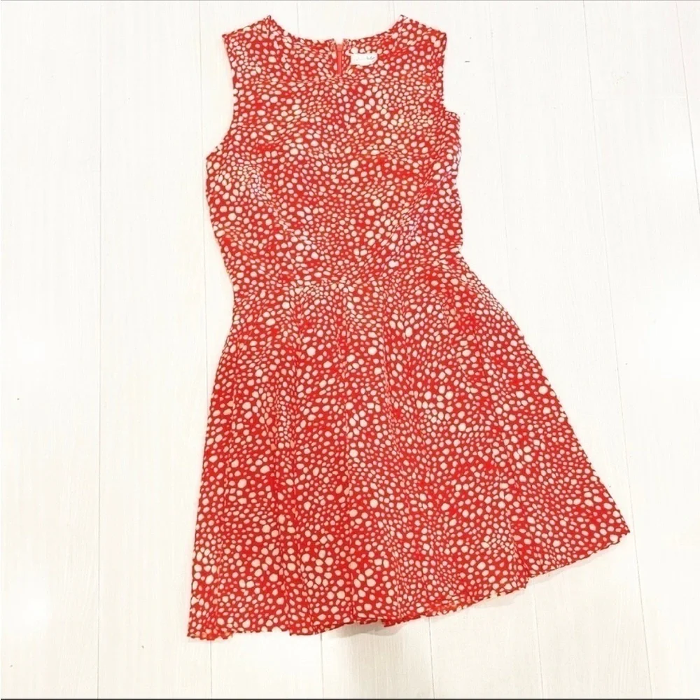 ☀️ Maison Jules red Polka-dot spring sleeveless dress small - Picture 1 of 5